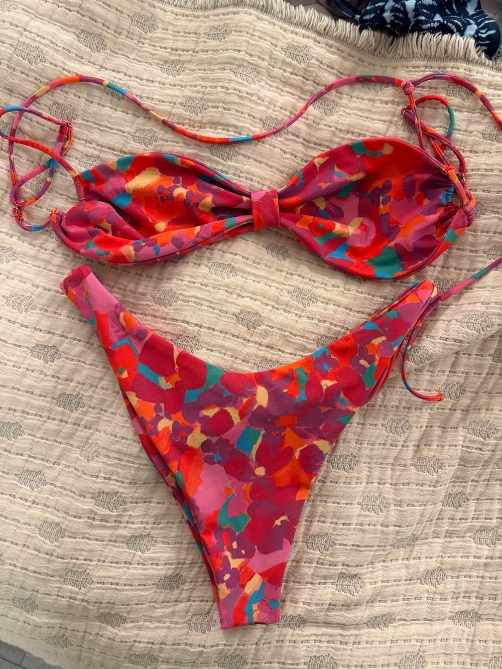 Skatie Multicolor Bikini top — Pink, Red, Teal, Purple